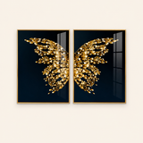 Golden Crystal Butterfly Duo Framed Wall Art