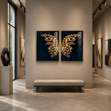 Golden Crystal Butterfly Duo Framed Wall Art - Fansee Australia