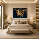 Golden Crystal Butterfly Duo Framed Wall Art - Fansee Australia