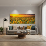 Golden Fields: Radiant Sunflower Panoramic Canvas Print – Serene Horizon (50x150cm) – Unframed