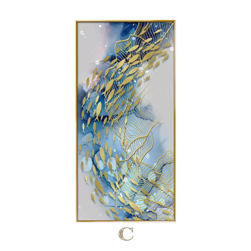 Golden Fish Symphony Abstract Framed Wall Art - Fansee Australia