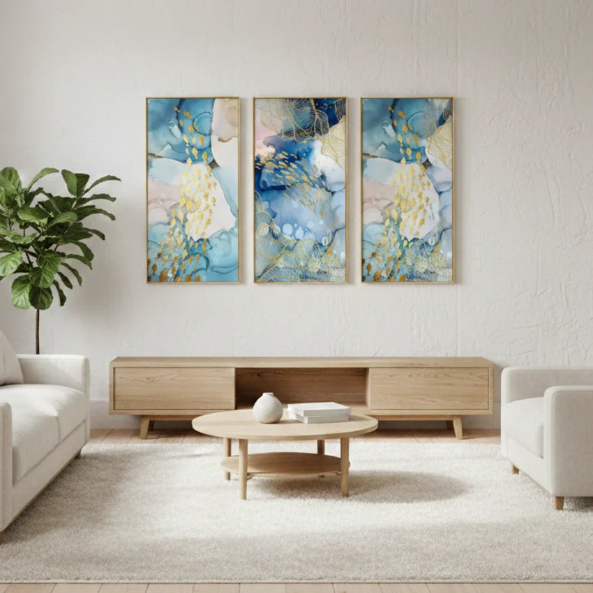 Golden Fish Symphony Abstract Framed Wall Art