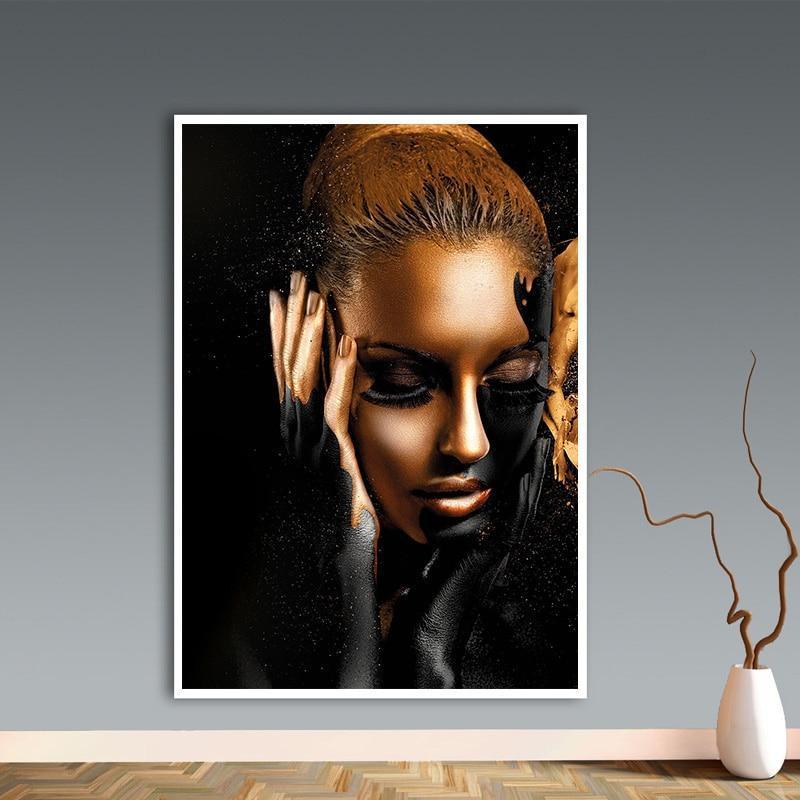 Golden Girl In Black Wall Art Canvas Print (70x100cm) - Fansee Australia