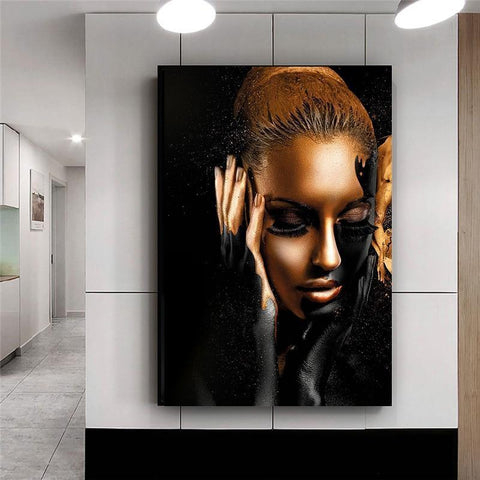 Golden Girl In Black Wall Art Canvas Print (70x100cm) - Fansee Australia