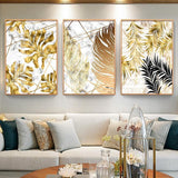 Golden Leaf Canvas Prints Art - 3 Pcs Set (60x80cm) - Fansee Australia