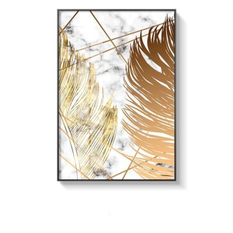 Golden Leaf Canvas Prints Art - 3 Pcs Set (60x80cm) - Fansee Australia