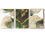 Golden Leaf Vein Abstract Canvas Wall Art Prints - 3 Pcs Set (50x70cm) - Fansee Australia