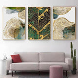 Golden Leaf Vein Abstract Canvas Wall Art Prints - 3 Pcs Set (50x70cm) - Fansee Australia