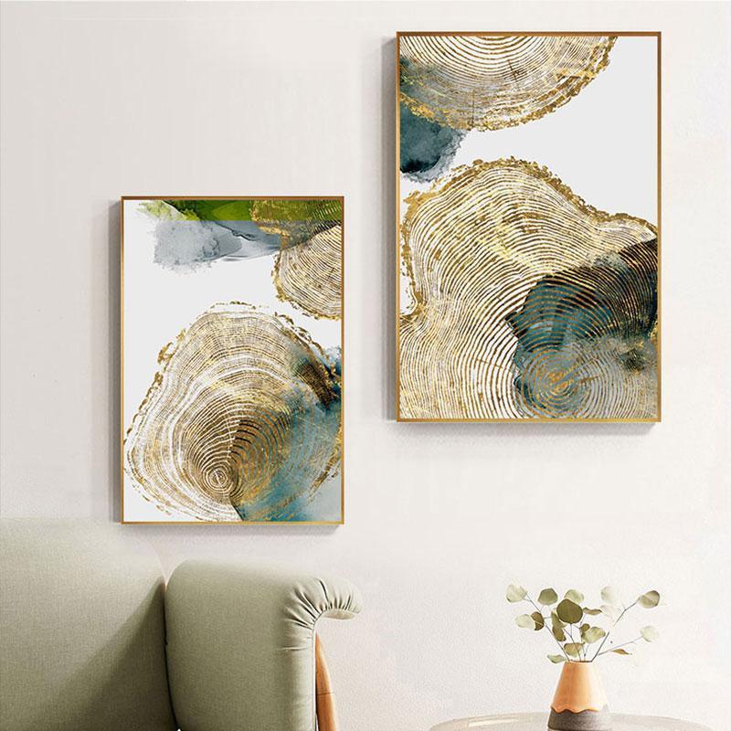 Golden Leaf Vein Abstract Wall Art (50x70cm) - Fansee Australia