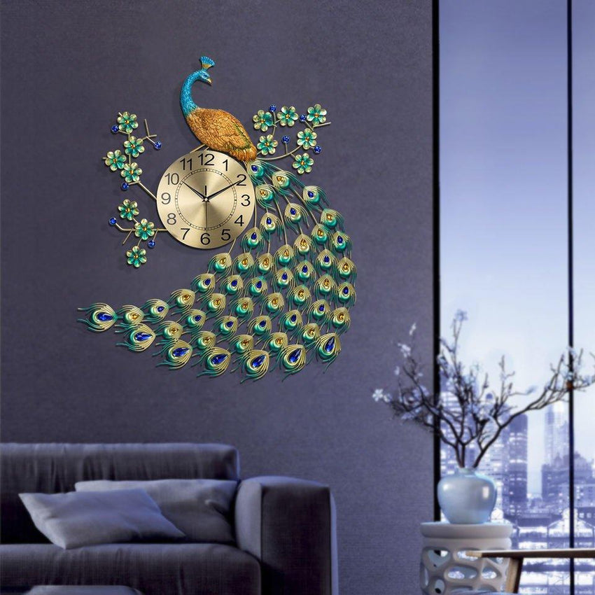 Gorgeous Large Peacock Wall Clock - Fansee Australia