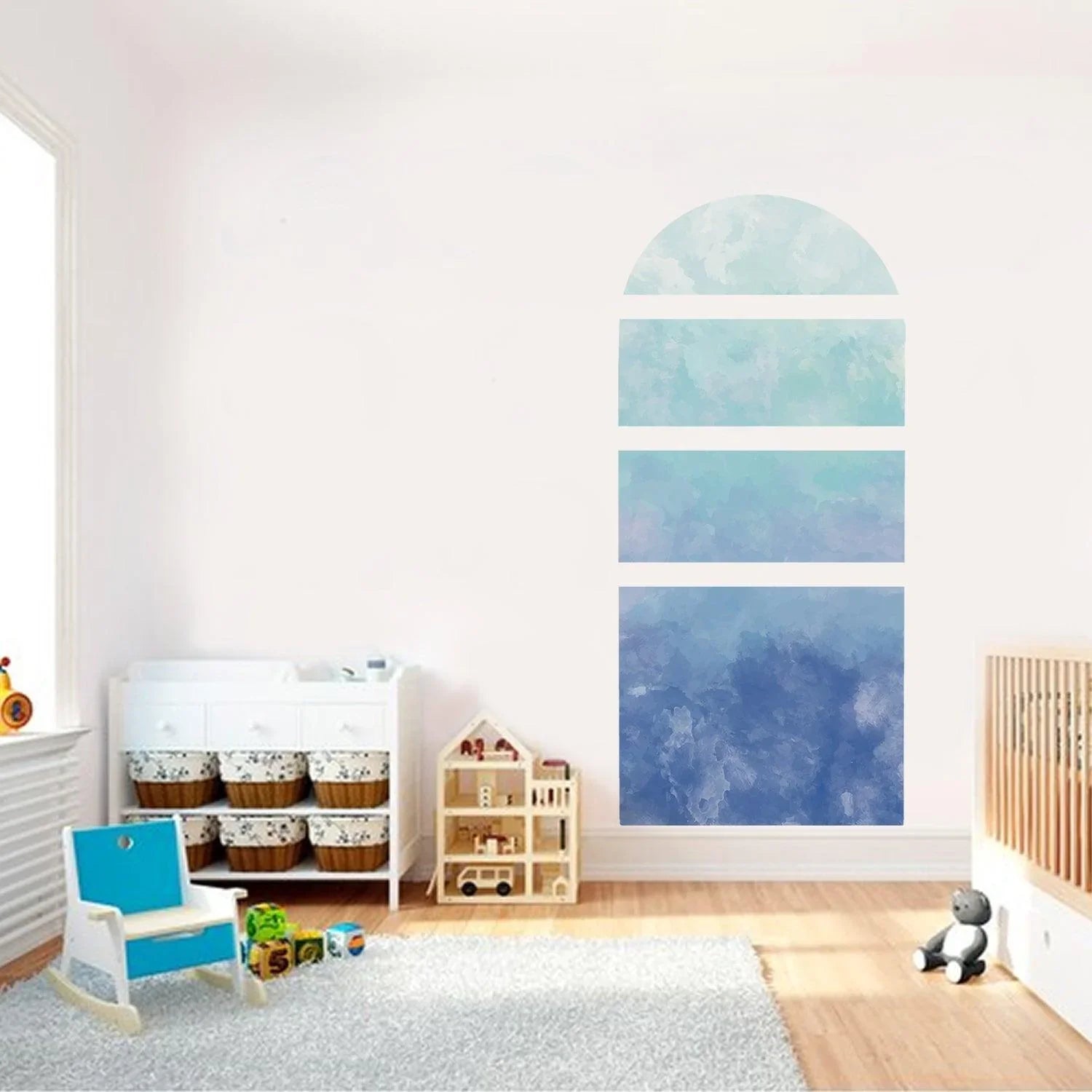 Gradient Deep Sea Blue Arch Wall Decals - Fansee Australia
