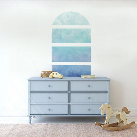 Gradient Deep Sea Blue Arch Wall Decals - Fansee Australia