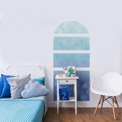 Gradient Deep Sea Blue Arch Wall Decals - Fansee Australia