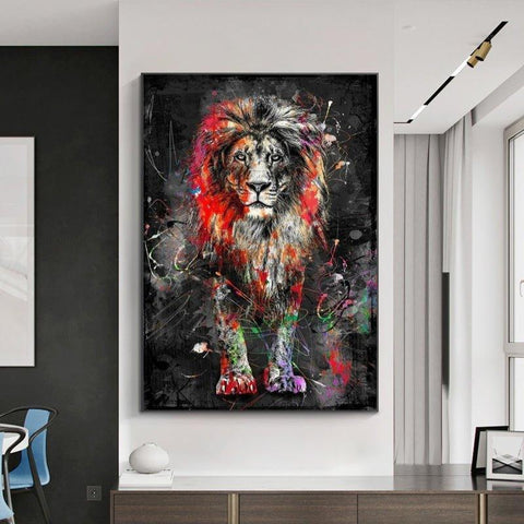 Graffiti Abstract Lion Canvas Wall Art Print (60x90cm) - Fansee Australia