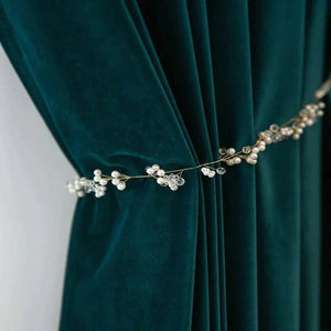 Green Blackout Luxurious Wool Velvet Ready To Hang Curtains - Fansee Australia