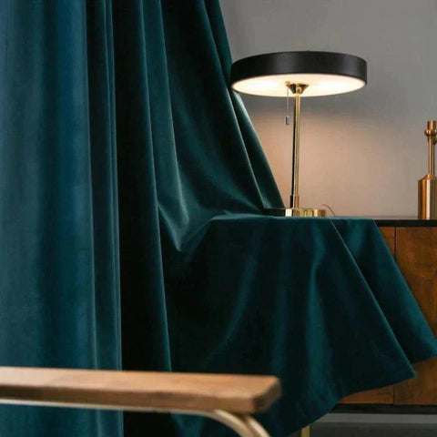 Green Blackout Luxurious Wool Velvet Ready To Hang Curtains - Fansee Australia
