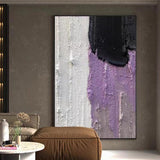 Hand Painted Purple White Mixed Media Art Ready To Hang Oil Painting - Fansee Australia