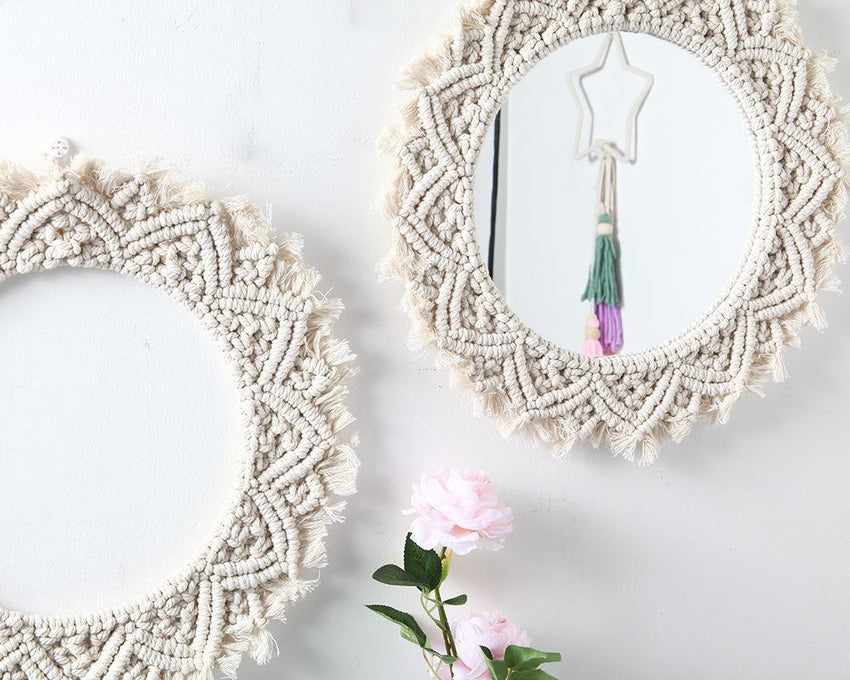 Hand-Woven Macrame Round Mirror - Fansee Australia