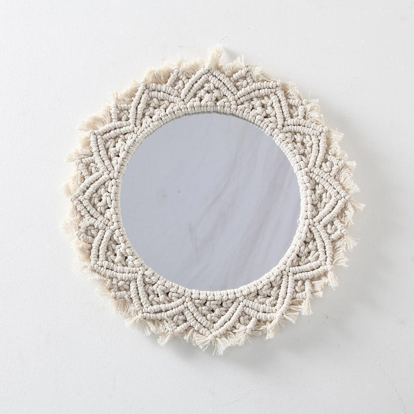 Hand - Woven Macrame Round Mirror - Fansee Australia