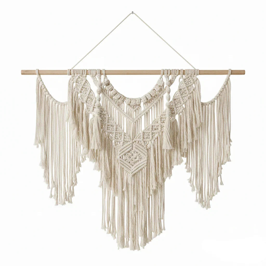 Handcrafted macramé wall hanging decor with geometric patterns from Fansee Australia