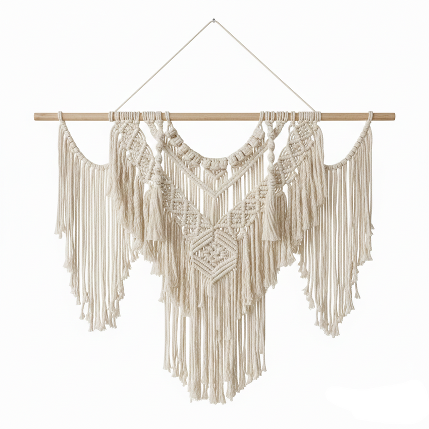 Handcrafted macramé wall hanging decor with geometric patterns from Fansee Australia