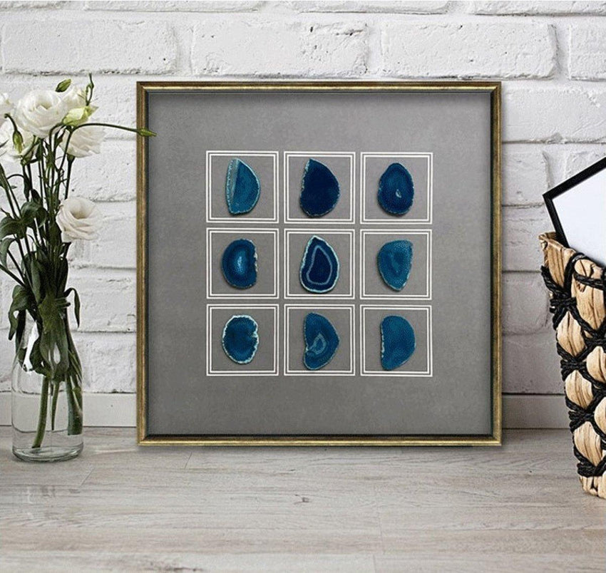 Handmade Agate Crystal Stone Framed Wall Art (60x60cm) - Fansee Australia