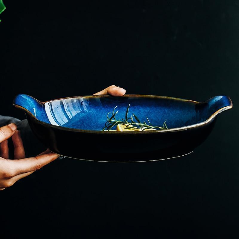Handmade Blue Boat Shaped Bowls (2 Pcs Set) - Fansee Australia