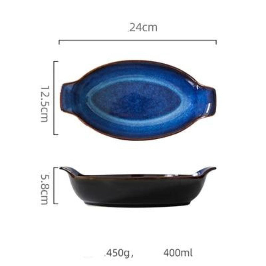 Handmade Blue Boat Shaped Bowls (2 Pcs Set) - Fansee Australia