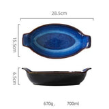 Handmade Blue Boat Shaped Bowls - 28.5cm (2 Pcs Set) - Fansee Australia