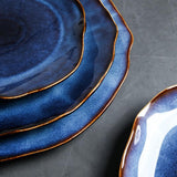 Handmade Blue Irregular Dinner Plate Set (4 Pcs Set) - Fansee Australia