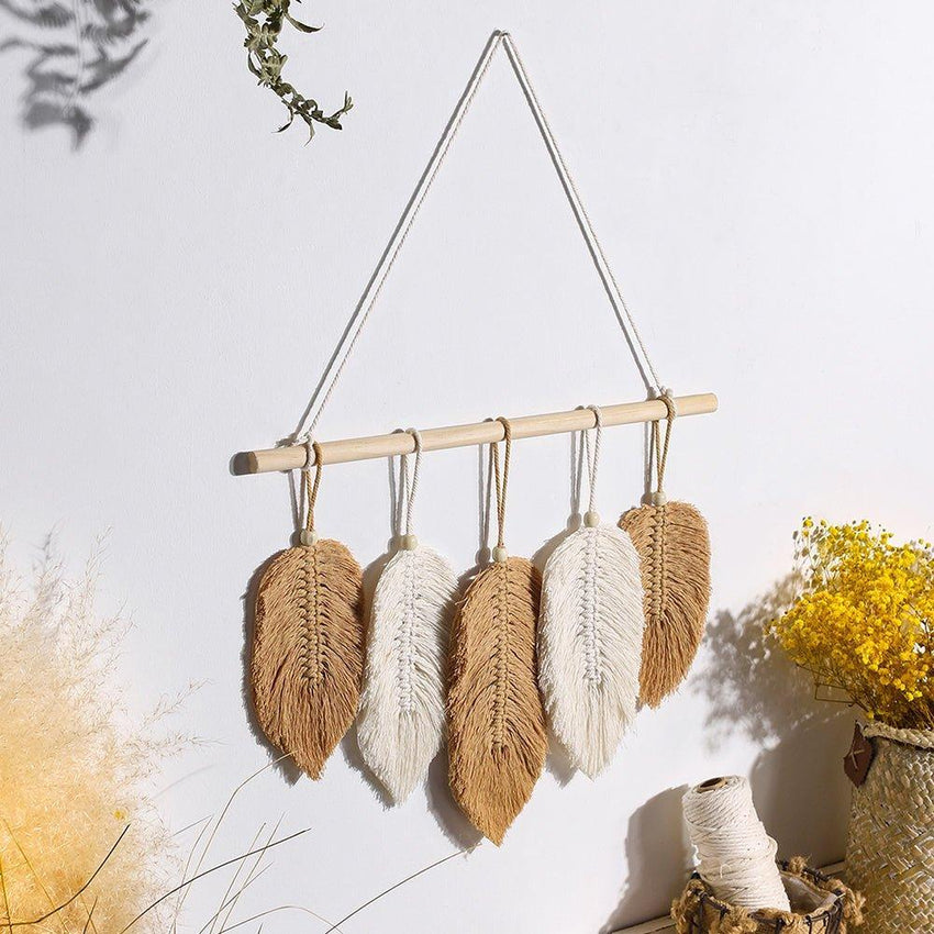 Handmade Macrame Leaf Feather Wall Hanging - Fansee Australia