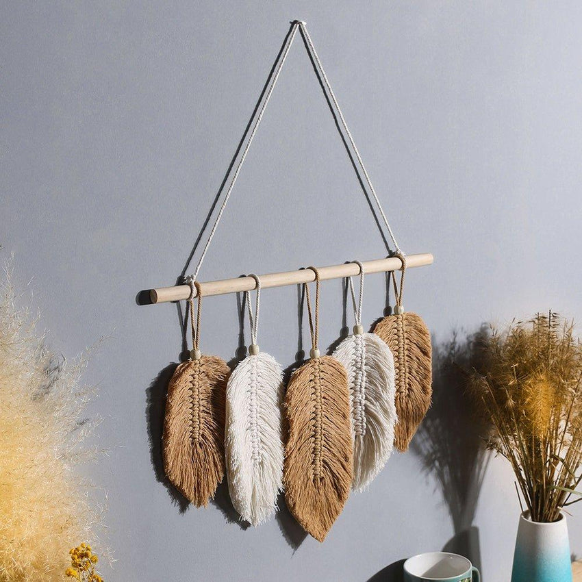 Handmade Macrame Leaf Feather Wall Hanging - Fansee Australia