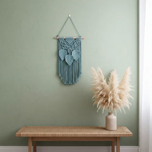 Handmade Macrame Wall Hanging with Tassels - Blue