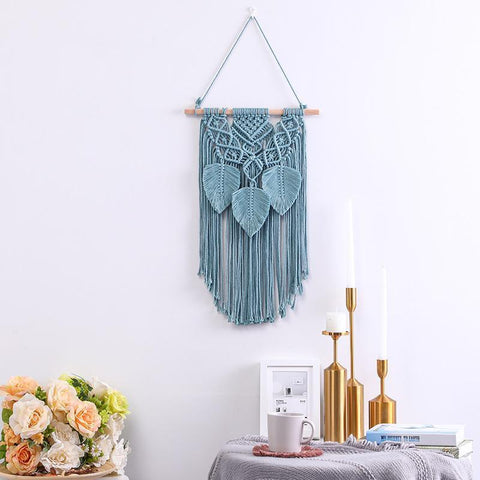 Handmade Macrame Wall Hanging with Tassels - Blue - Fansee Australia