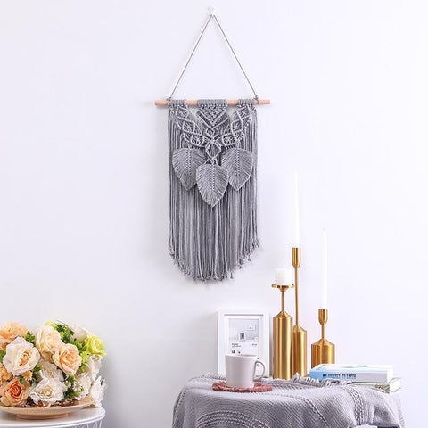 Handmade Macrame Wall Hanging with Tassels - Grey - Fansee Australia