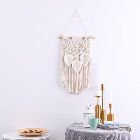 Handmade Macrame Wall Hanging with Tassels - White - Fansee Australia