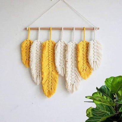 Handwoven Macrame Feather Wall Hanging - Fansee Australia