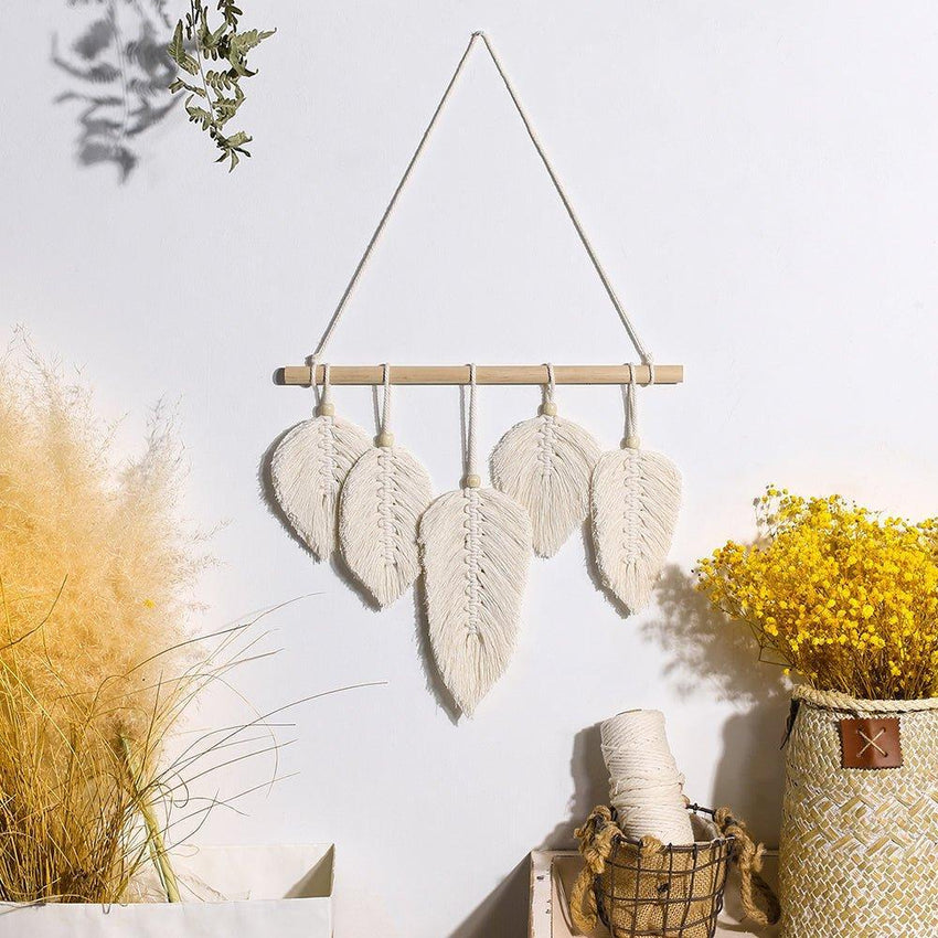 Handwoven Macrame Leaf Feather Wall Hanging - Fansee Australia