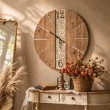 Heritage Grove Carved Wood Wall Clock – Large Rustic Statement Clock