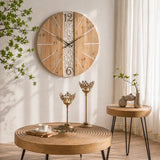 Heritage Grove Carved Wood Wall Clock – Large Rustic Statement Clock