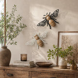 Honey Grove Wooden Bee Wall Art – Rustic Metal & Wood Wall Décor