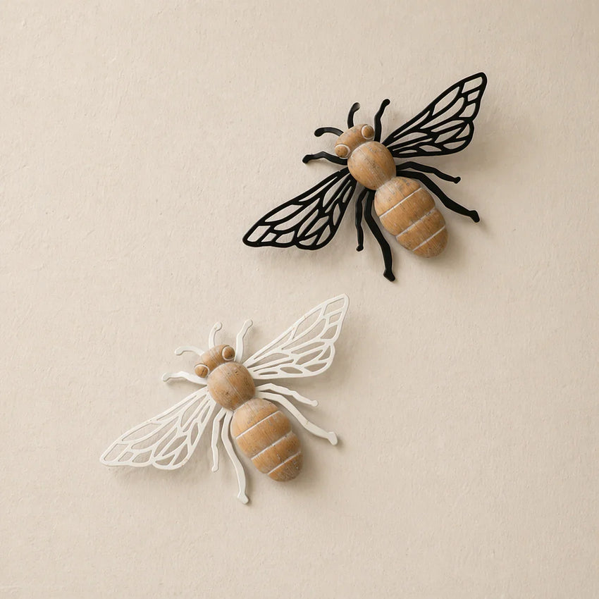 Honey Grove Wooden Bee Wall Art – Rustic Metal & Wood Wall Décor