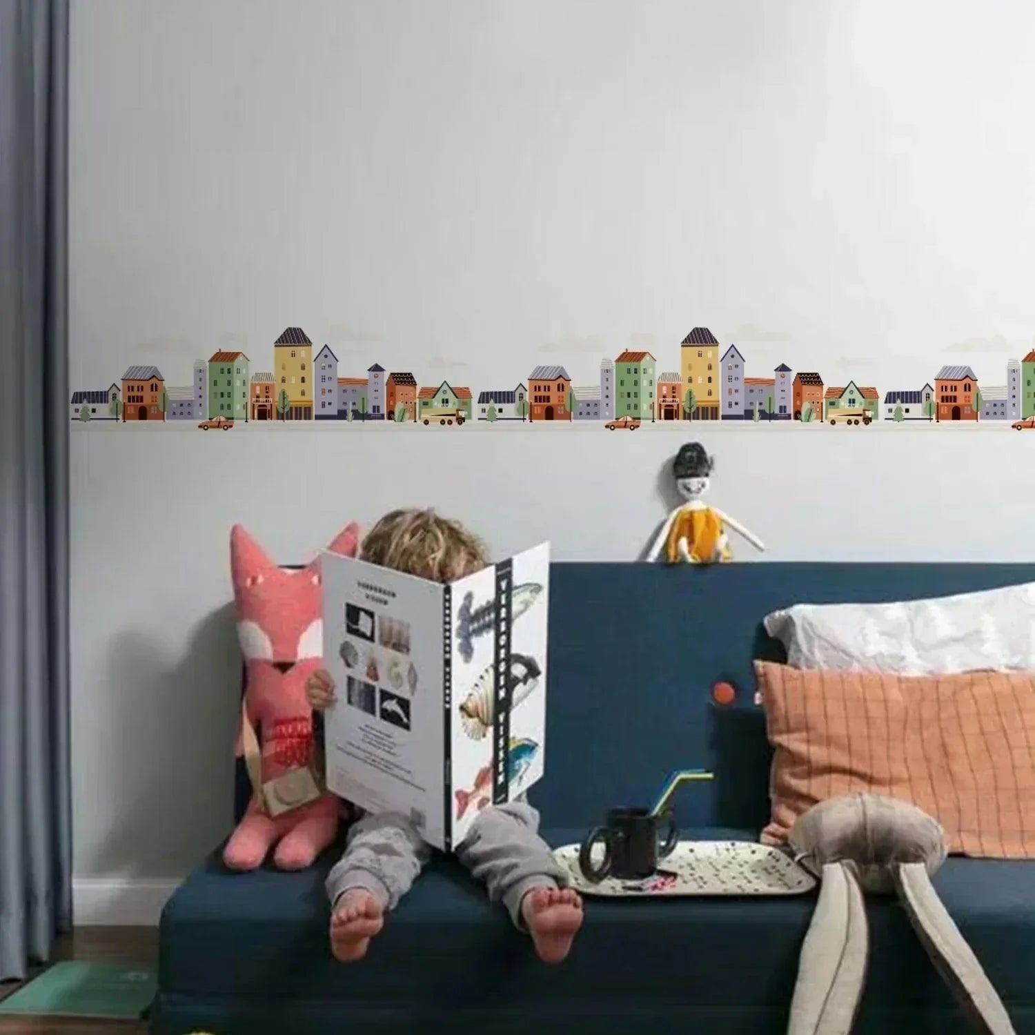 Houses On A City Street With Cars Wall Stickers - Fansee Australia
