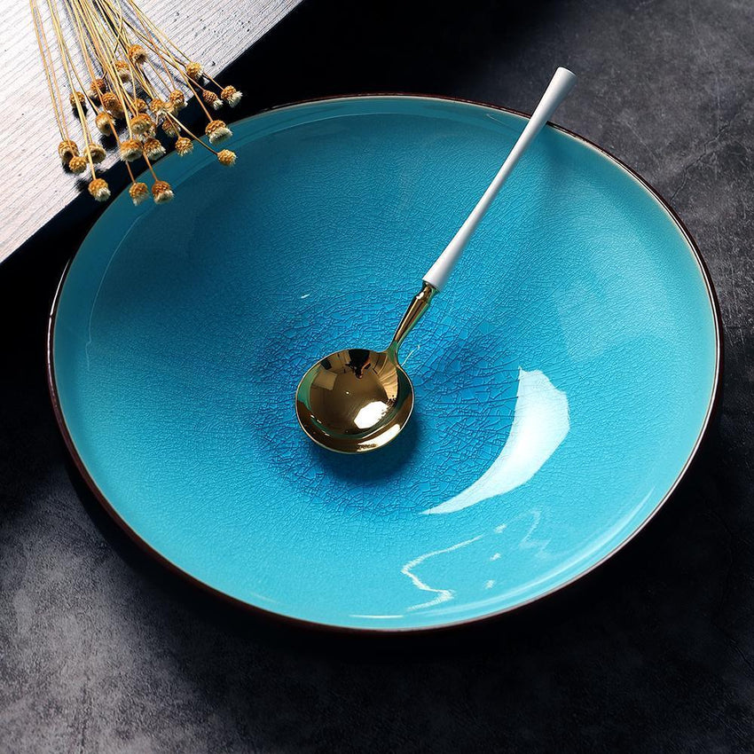 Ice Crackle Glaze Serving Bowl 26 cm - Aqua d'Amour (2 Piece Set) - Fansee Australia