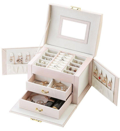 Jewellery Box with Mirror and Lock - Light Pink / Black - Fansee Australia