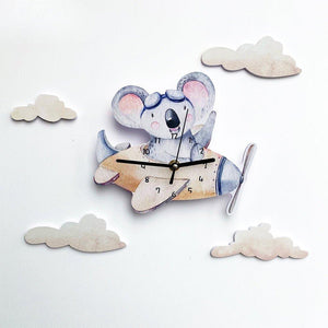 Koala Flying A Plan Nursery Wall Clock - Fansee Australia