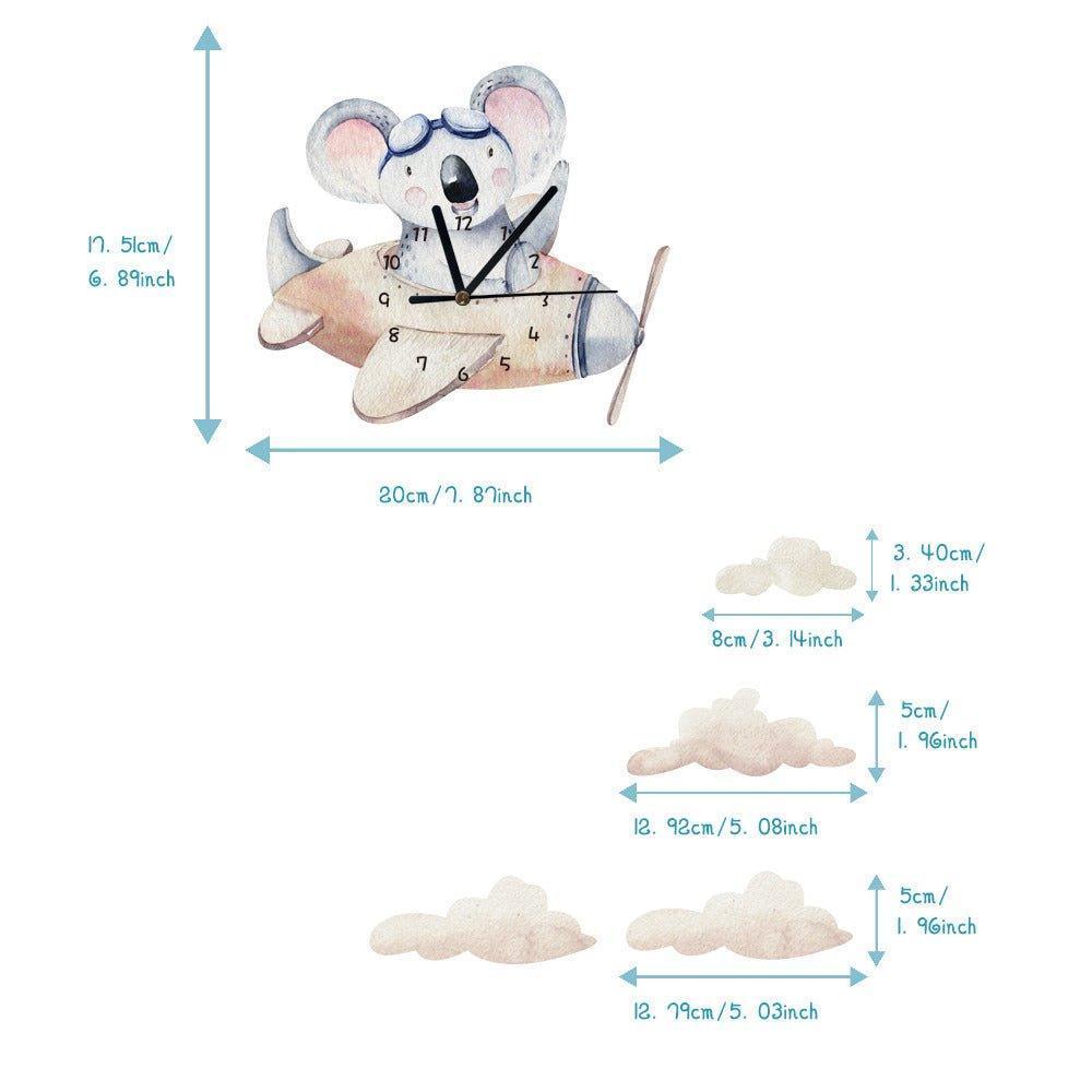 Koala Flying A Plan Nursery Wall Clock - Fansee Australia