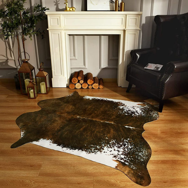 Large Dark Brown Artificial Cowhide Rug