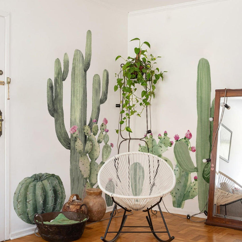 Large Fabric Golden Barrel Cactus Murals Wall Sticker - Fansee Australia