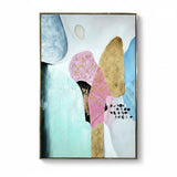 Large Golden Abstract Painting With Floating Frame (75x120cm)